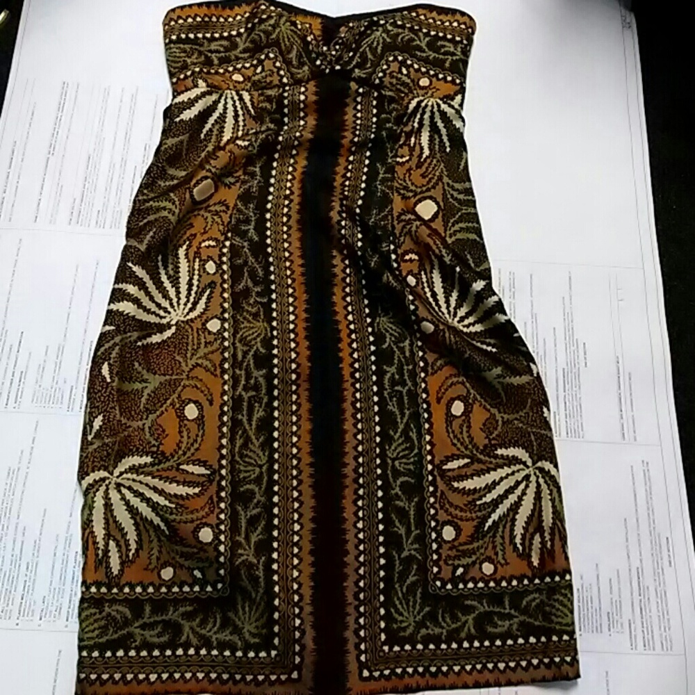 Nicole Miller silk strapless print dress NWT - Picture 1 of 5